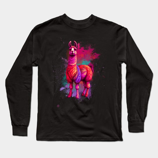 Colorful Llama Long Sleeve T-Shirt by Trip Tank